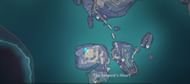 Teleport to The Serpent's Heart and jump from the cliff to reach the cave and return to this position (Image via Genshin Impact)